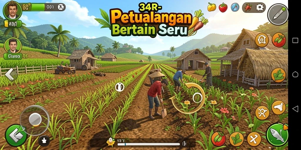 Gameplay asyik di 34R dengan bertani dan merawat hewan.