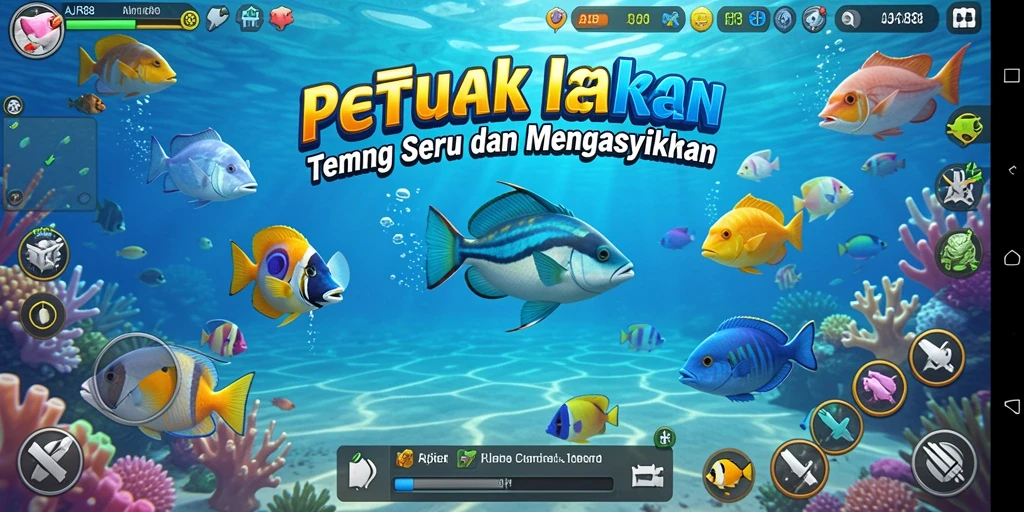 Tampilan gameplay seru dari AJR88 saat berburu ikan.