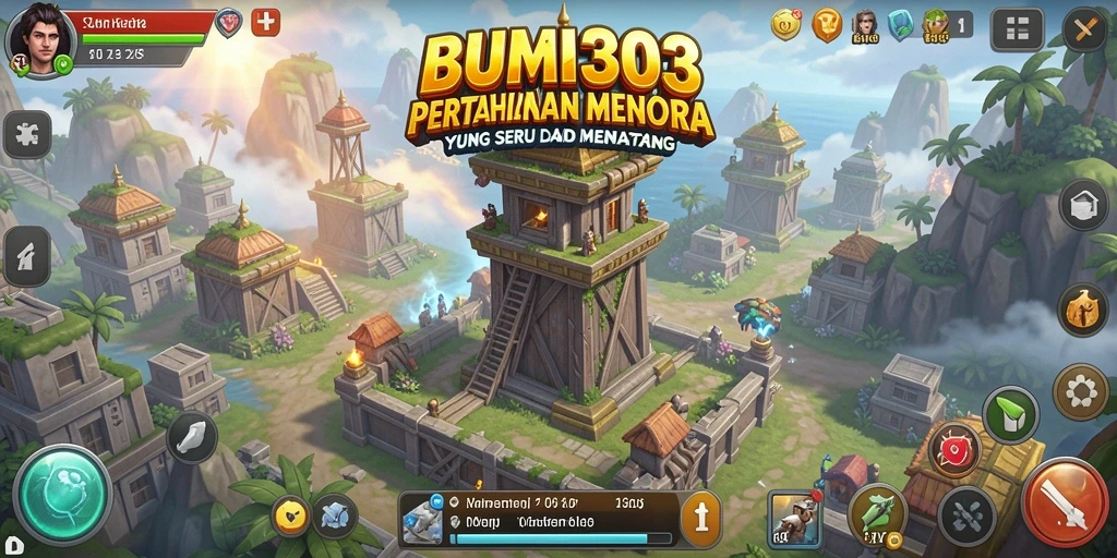 Tampilan gameplay BUMI303 yang seru dengan strategi Tower Defense.