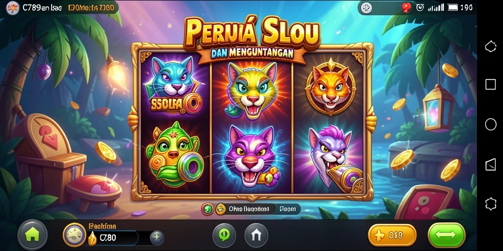 Screenshot gameplay C789 menampilkan keseruan memutar gulungan slot.
