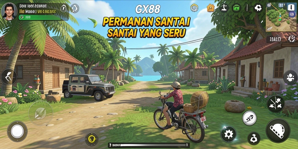 Screenshot GX88 menunjukkan pemain menikmati gameplay yang menyenangkan dan santai.