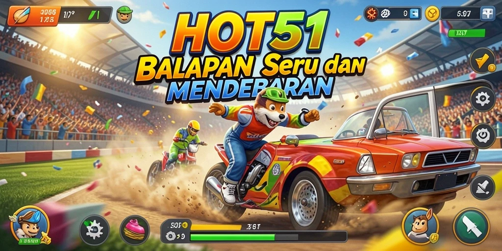 Gameplay seru dengan mobil balap dan lintasan menantang.