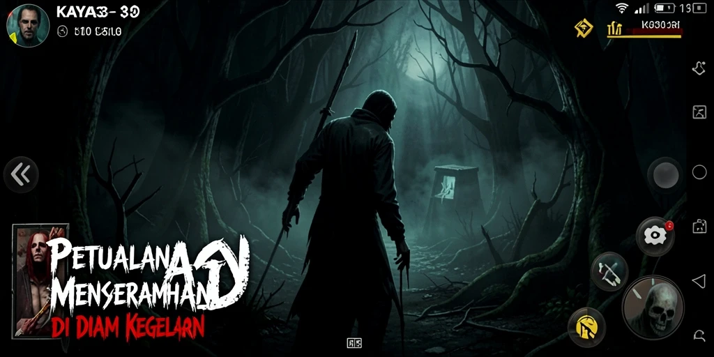 Screenshot gameplay KAYA33 yang menampilkan suasana menyeramkan dan penuh ketegangan.