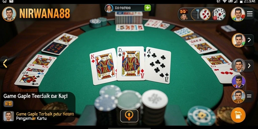 Tampilan gameplay seru di NIRWANA88 dengan kartu Gaple.