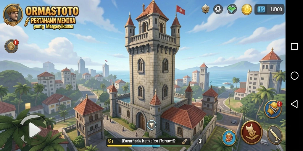 Tampilan gameplay ORMASTOTO yang mendebarkan dalam bertahan dari serangan musuh.