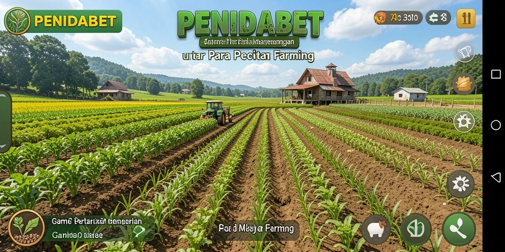 Screenshot PENIDABET menunjukkan pemain mengelola lahan pertanian yang subur.