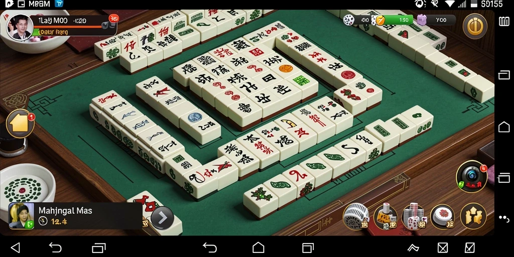 Screenshot utama RP55 menampilkan gameplay menarik Mahjong.
