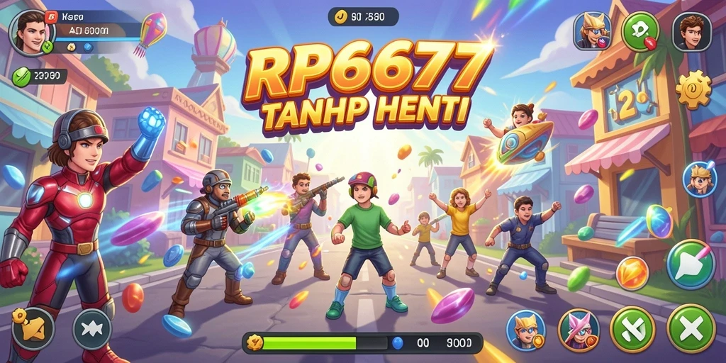 Screenshot utama RP6677 menampilkan gameplay seru di level yang berwarna-warni.