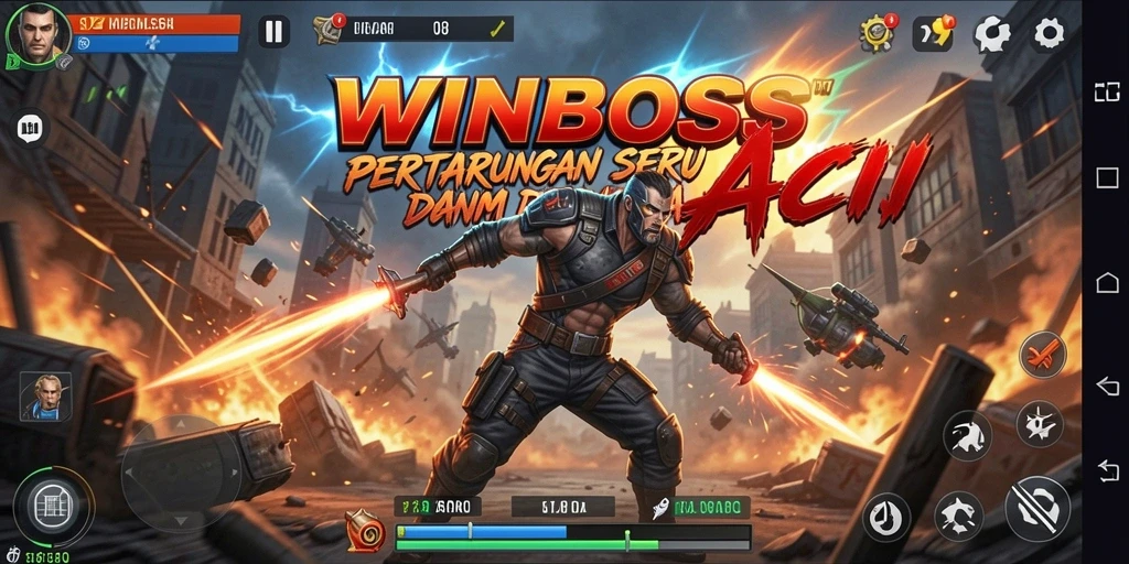 Tampilan gameplay seru dan mendebarkan di WINBOSS.